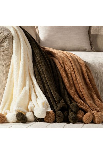 Mudo Concept Green Over-The-Knee Blanket with Pompom - 130X160