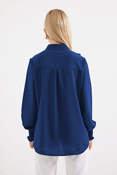 Bigdart 20223 Ruffle Long Sleeve Shirt - D. Indigo