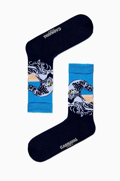 CARNAVAL SOCKS Πολύχρωμες κάλτσες Kanagawa Wave Art με σχέδια