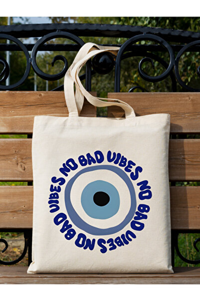 Cemira Nu Bad Vibes, Evil Eye Bead Design Tote Bag Geantă de stofa
