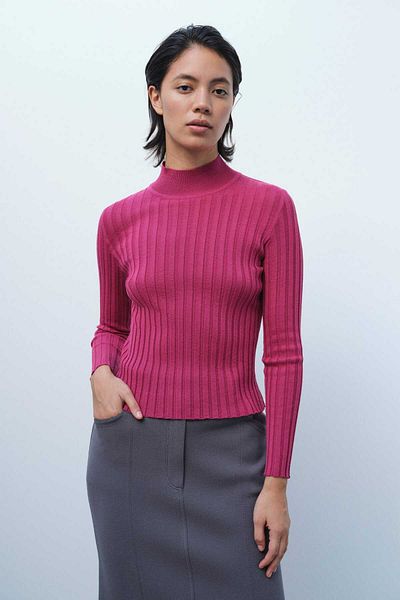 Mısırlı Pulover de damă cu jumătate de gât Dusty Rose