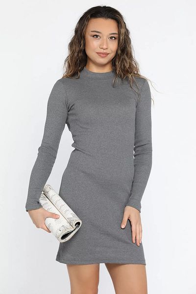 GÜLSELİ Σκούρο γκρι μισό ζιβάγκο Lycra Camisole φόρεμα