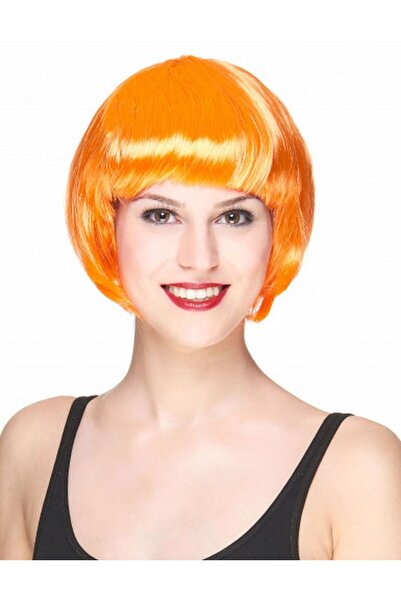 Epilons Neon Orange Color Light Orange Blunt Party Wig Short Synthetic Hair Z...