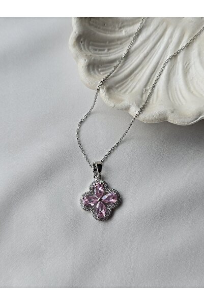 ULYOS PONIS Zirkon Taşlı Yonca Detaylı Çelik Kolye