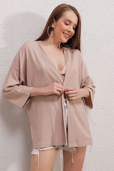 Bigdart 5862 Gestrickter Kimono – Beige