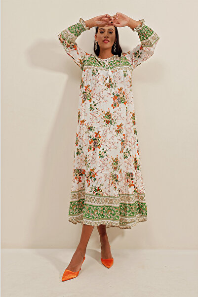 Bigdart 1947 Model Print Green Long Dress