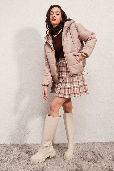 Bigdart 5117 Bunda Puffer s kapucí – béžová