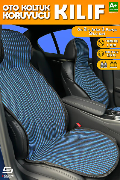 S Dizayn S-dizayn Προστατευτικό κάλυμμα καθίσματος αυτοκινήτου Ριγέ Μαύρο Μπλ...