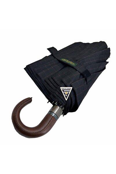 Cantayurdu April A-228G Elite G2 Otomatik 10 Telli Şemsiye Ekose Siyah