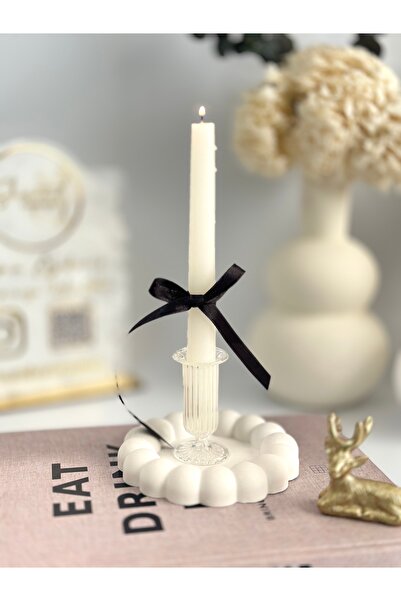 Shura Homeware Mini Cam Mumluk&şamdan Üfleme Cam Çizgili Şeffaf Cam Mumluk De...