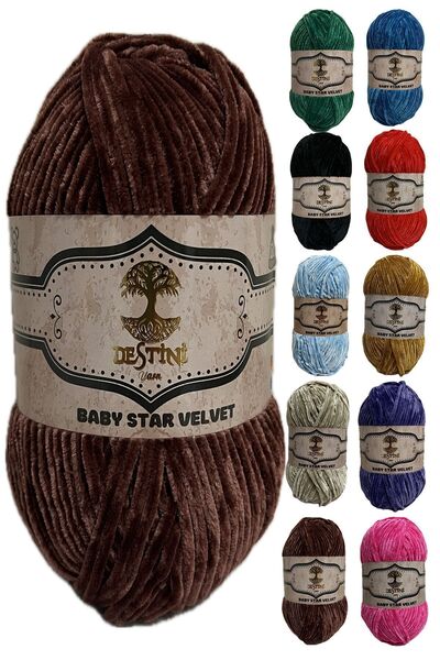 destini İnce Kadife İp 100 gr 200 Metre Amigurumi El Örgü İpi Ceket Yelek Bat...
