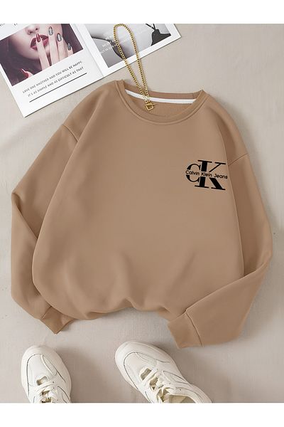 Wish BF Unisex Men/Women Ck Special Printed Colorful Oversize Cotton Crew Neck Sweatshirt