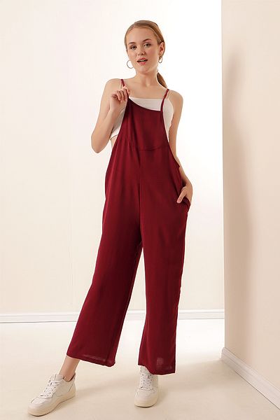 Bigdart 7019 Strappy Gardener Overal - Claret Red
