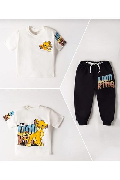 BUUFUU Cotton Leon King Printed Short Sleeve Bottom Top Set
