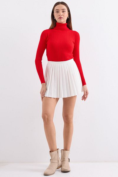 Bigdart 10311 Turtleneck kötött pulóver - piros