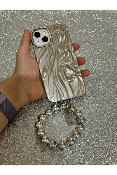 HYPERSOFT Iphone 15 (6.1 inç) Uyumlu Bileklik Charm Aksesuarlı Parlak Nikelaj...