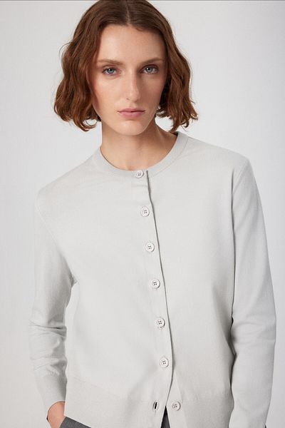 Mısırlı Cardigan de damă gri deschis cu detaliu de nasturi