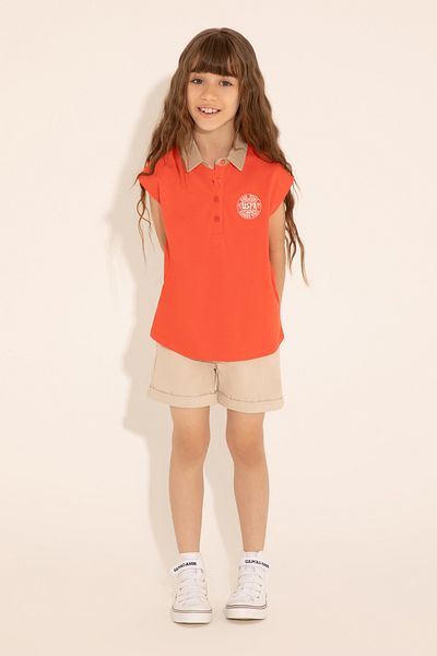 U.S. Polo Assn. تي شيرت بولو برقبة على شكل زهرة الرمان للفتيات 50288435-VR239