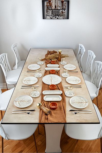 Erbaşlar Yellow Fall Season Lux Ceramic 21 Piece Breakfast Set for 6 Persons