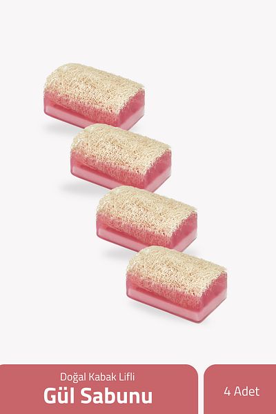 The Touch By Seda Altın Natural Pumpkin Fiber Rose Soap 100 gr x 4 Pieces