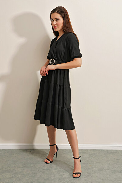 Bigdart 2377 Belted Knitted Dress - Black