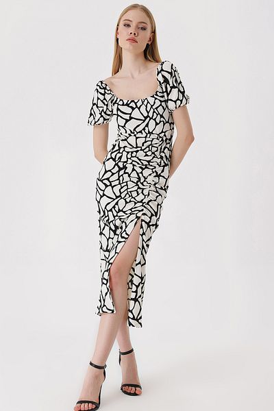 Bigdart 2396 Rochie tricotată de vară cu fantă - D.negru