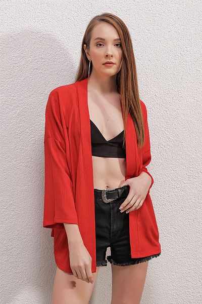 Bigdart 5862 كيمونو محبوك - أحمر