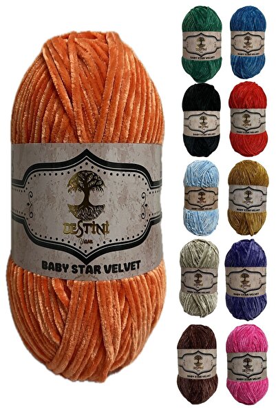 destini İnce Kadife İp 100 gr 200 Metre Amigurumi El Örgü İpi Ceket Yelek Bat...