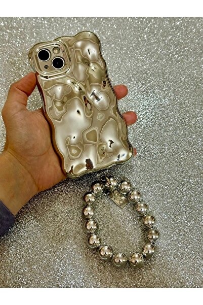 HYPERSOFT Iphone 15 (6.1 inç) Uyumlu Bileklik Charm Aksesuarlı Parlak Nikelaj...