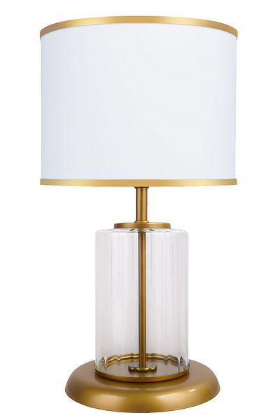 MINIMAL ETICARET VE BILGI TEKNOLOJILERI Monarch Transparent Gold Striped Glass Lampshade