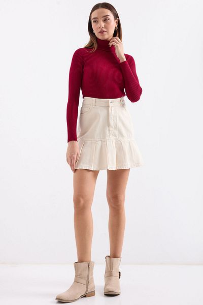 Bigdart 10311 Pulover tricotaj cu guler - Roșu Claret