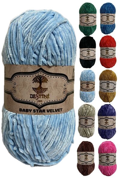destini İnce Kadife İp 100 gr 200 Metre Amigurumi El Örgü İpi Ceket Yelek Battaniye