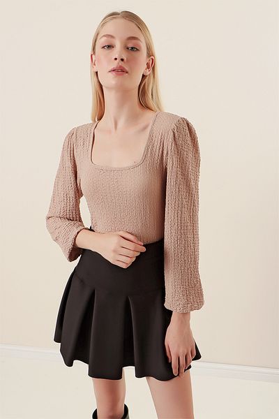 Bigdart 0442 Langarmbluse – Beige