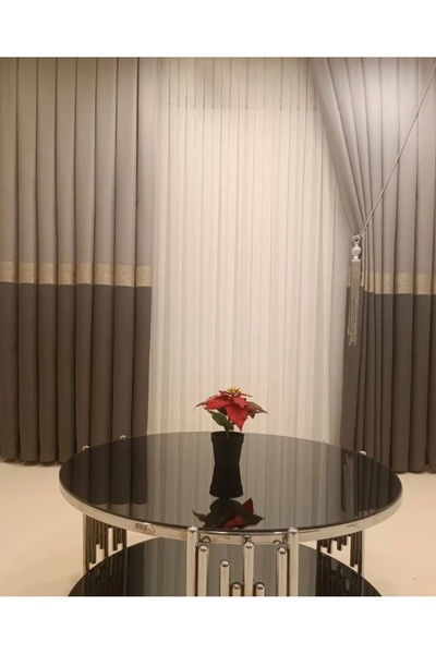 NİVEMESHOME Nivemeshome Marilya Gri/gold 1/3 Sık Pile Fon Perde