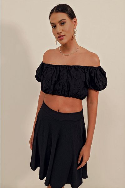 Bigdart 0481 Scalloped Strapless Μπλούζα - Μαύρη