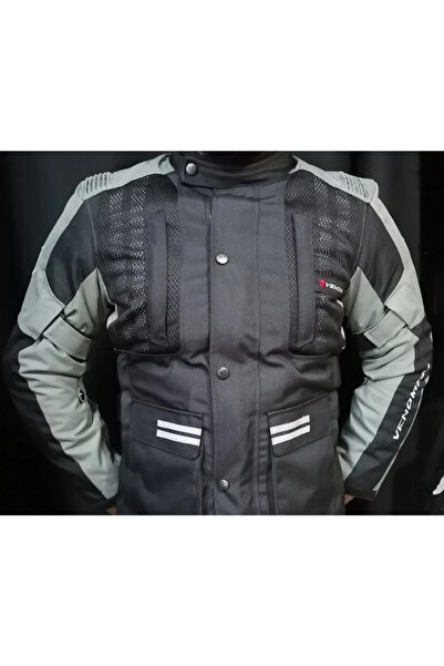 VENOM Tourex Uzun Motosiklet Montu 4 Mevsim (SİYAH-GRİ)