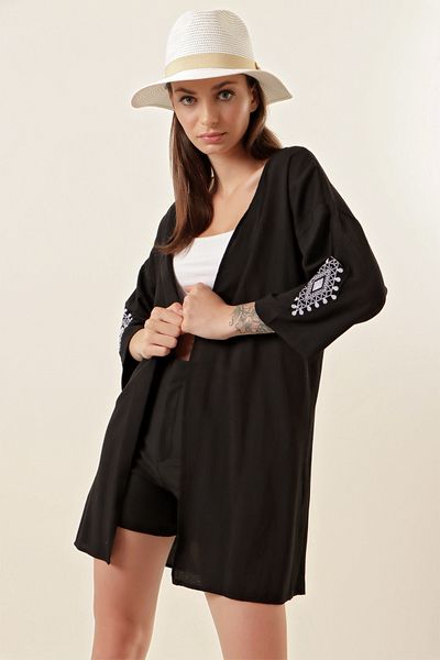 Bigdart 5869 Kimono Brodat - Negru