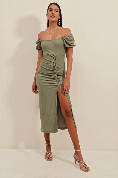 Bigdart 2396 Rochie tricotată de vară cu fantă - Çağla