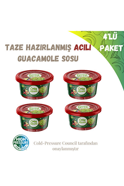 ONLY FRESH Spicy Guacamole Sosu - Acılı 800gr 4'lü Paket