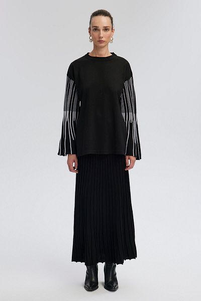 Touché Privé Knitwear Tunic and Skirt Set - Stripe Detailed
