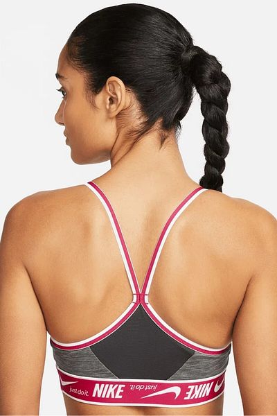 Nike Training Indy Dri Fit Light Support Swoosh Taping Αθλητικό σουτιέν Bustier Sports Bra Grey