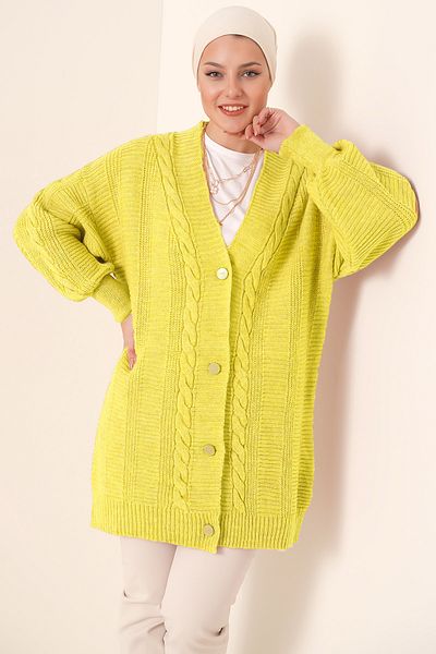 Bigdart 15768 Hijab Knitwear Cardigan - Yellow