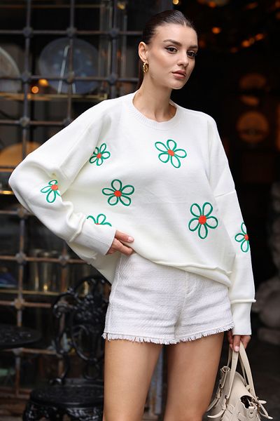 Bigdart 15824 Übergroßer Poncho-Pullover - Weiß