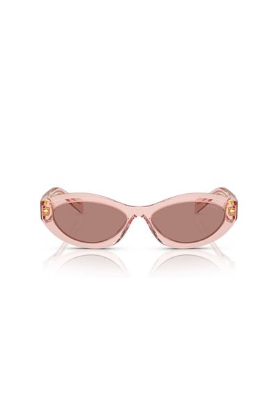 Prada Woman Irregular Sunglasses- Pr 26zs - Lense Size:55mm - Transparent Peach