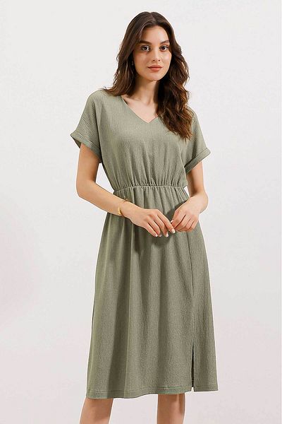 Bigdart 2378 V-nyakú, hasított kötött ruha - Çağla