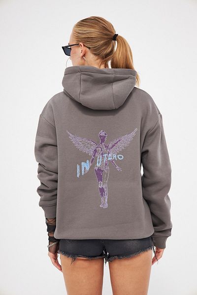 The Champ Clothing Φούτερ με κουκούλα καπνιστή Fleece Nirvana In Utero Printed Unisex Hoodie