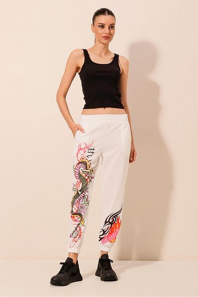 Bigdart 55437 Patterned Sweatpants - White