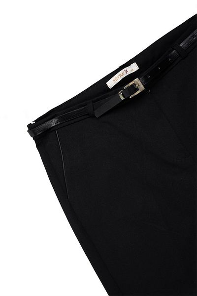 Adisia Women's Black Belted Pockets Leather Nevra Pants