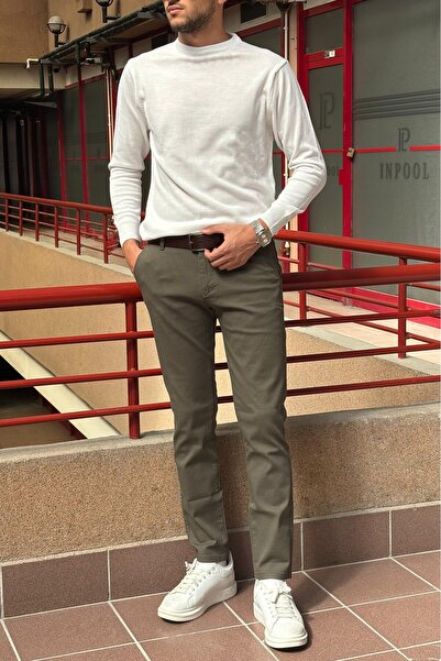 inpool Men'S, Crew Neck, Slim Fit, Old Money, Wool-Acrylic Fiber, Knitwear Sweater Pltk03