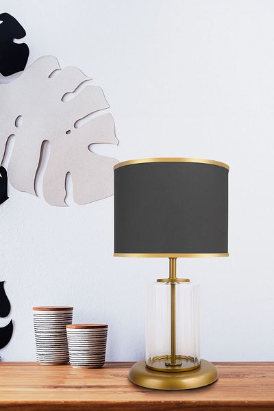 MINIMAL ETICARET VE BILGI TEKNOLOJILERI Monarch Transparent Gold Striped Glass Lampshade